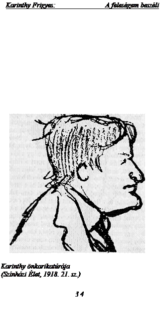 Zone de Texte: Karinthy Frigyes:	A feles�gem besz�li

 
Karinthy �nkarikat�r�ja 
(Sz�nh�zi �let, 1918. 21. sz.)
34
